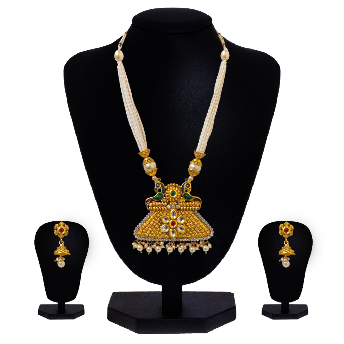 Look Ethnic Gold Plated Long Necklace For Women (LEMZL00092)