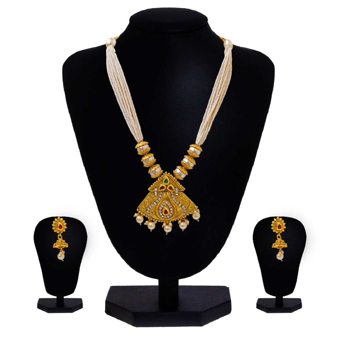 Look Ethnic Gold Plated Long Necklace For Women (LEMZL00094)