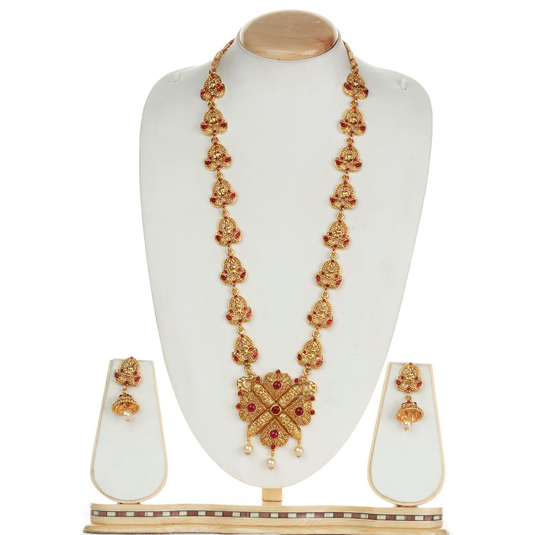 Catchy Laxmi Patta  Maroon Color Long Necklace Set