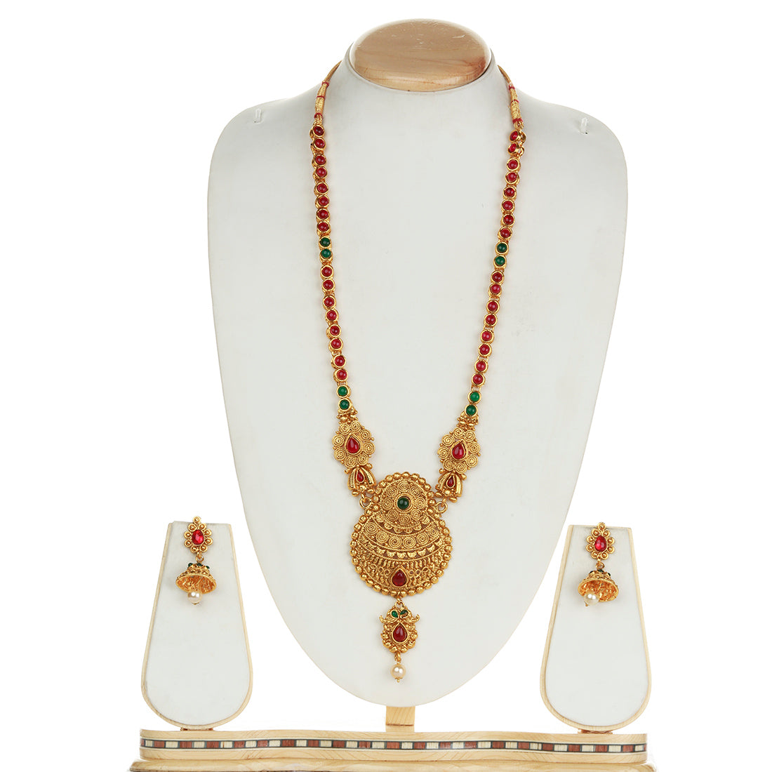 Smarty Design Green Maroon Long Necklace Set