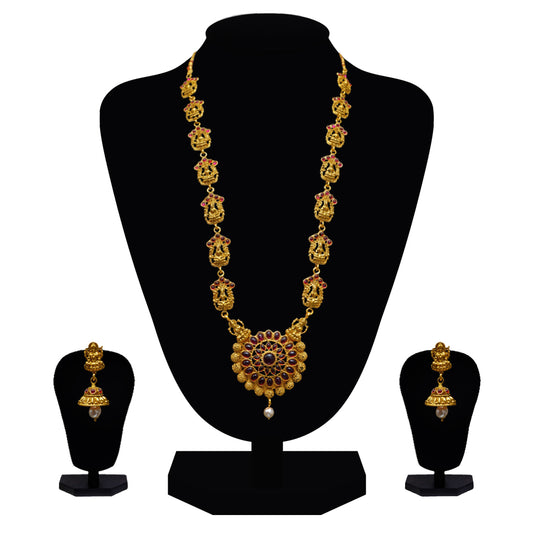 Look Ethnic Gold Plated Long Necklace For Women (LEMZL00160)