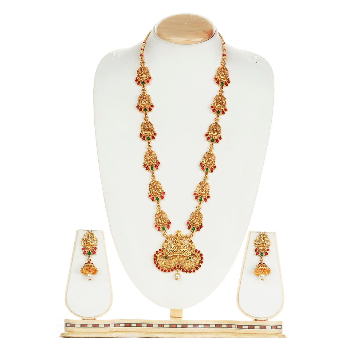 Latest Laxmi Design Green Maroon Color Long Necklace Set