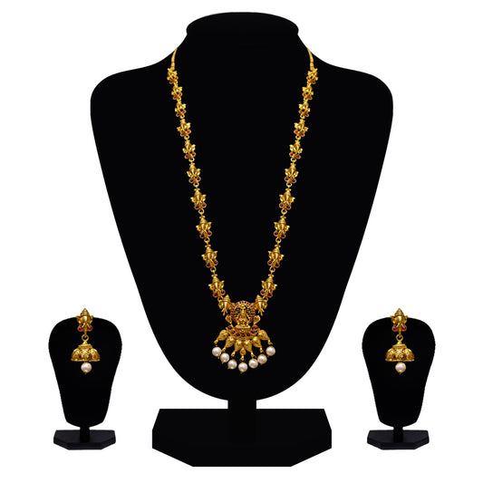 Look Ethnic Gold Plated Long Necklace For Women (LEMZL00256)
