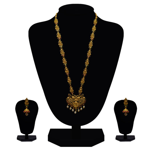 Look Ethnic Gold Plated Long Necklace For Women (LEMZL00260)