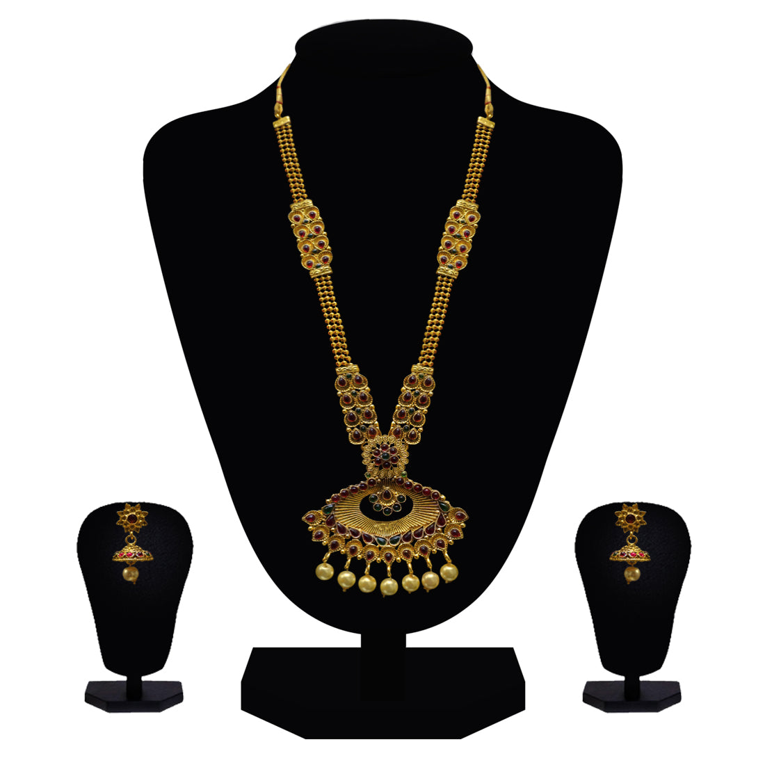 Look Ethnic Gold Plated Long Necklace For Women (LEMZL00286)