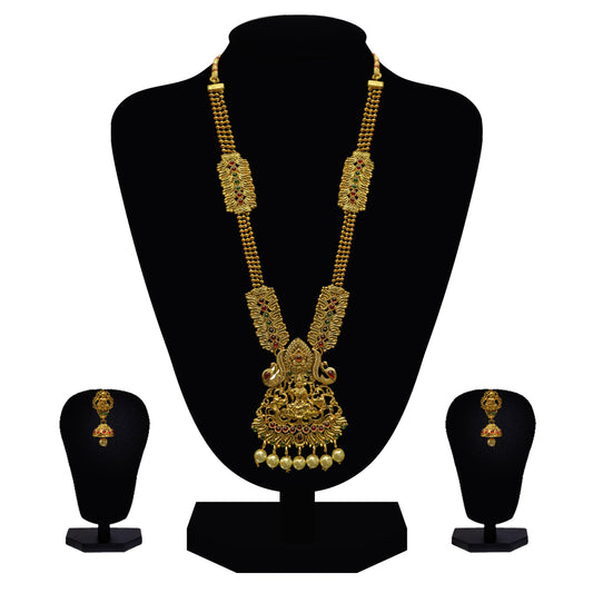 Look Ethnic Gold Plated Long Necklace For Women (LEMZL00290)