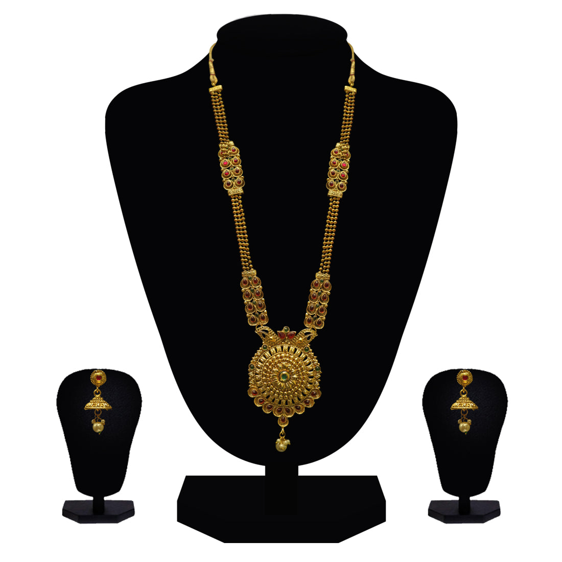 Look Ethnic Gold Plated Long Necklace For Women (LEMZL00292)