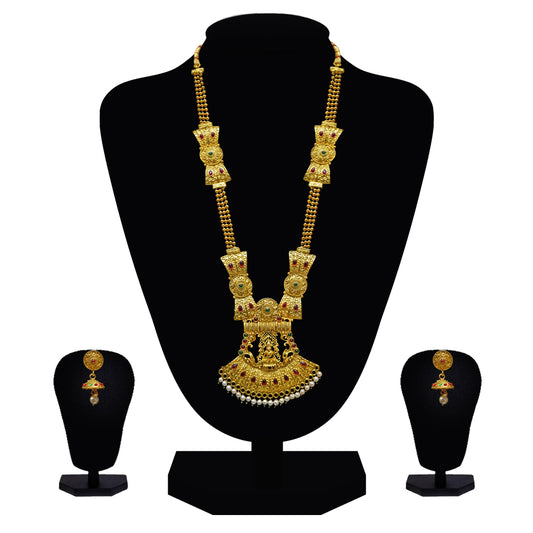 Look Ethnic Gold Plated Long Necklace For Women (LEMZL00296)