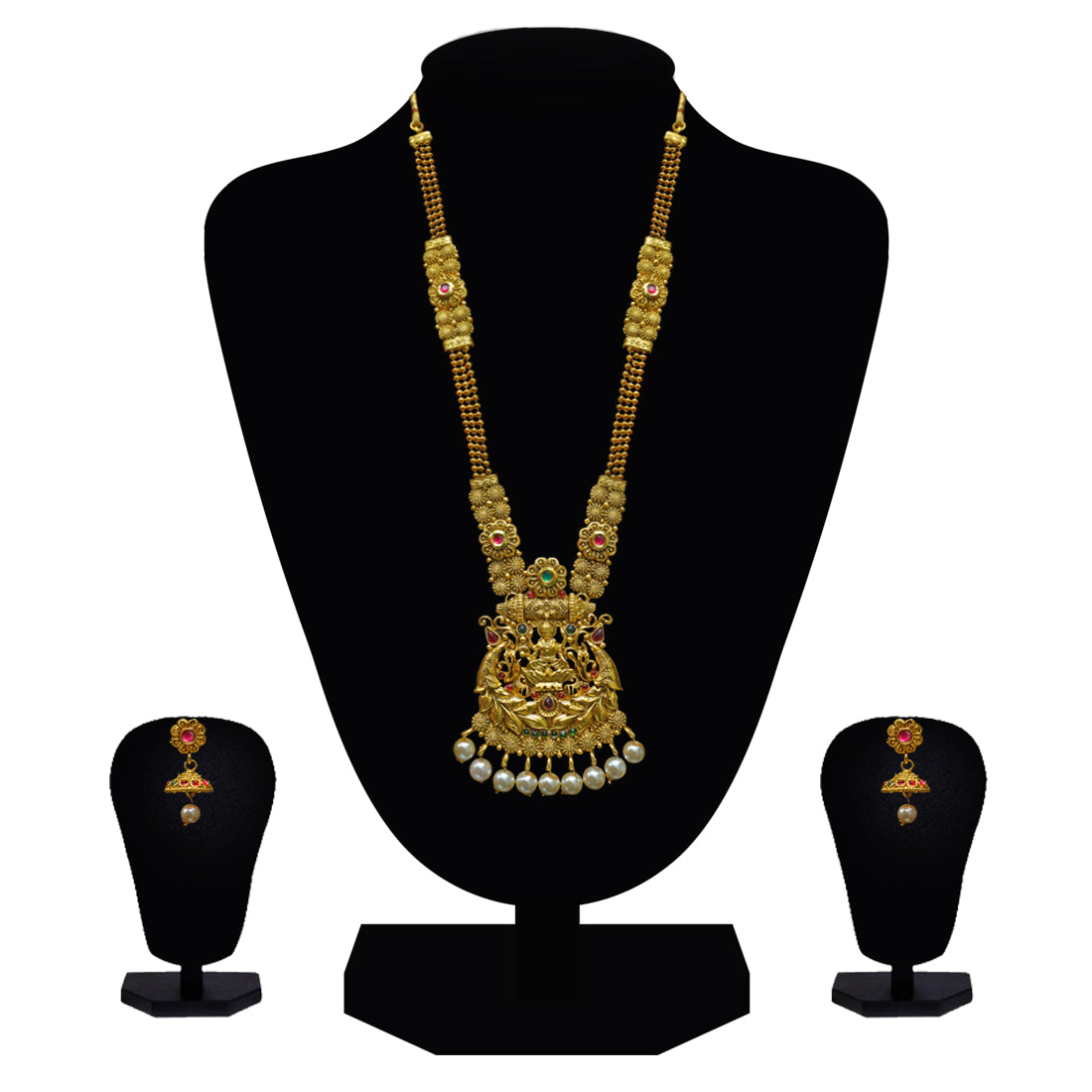 Look Ethnic Gold Plated Long Necklace For Women (LEMZL00298)
