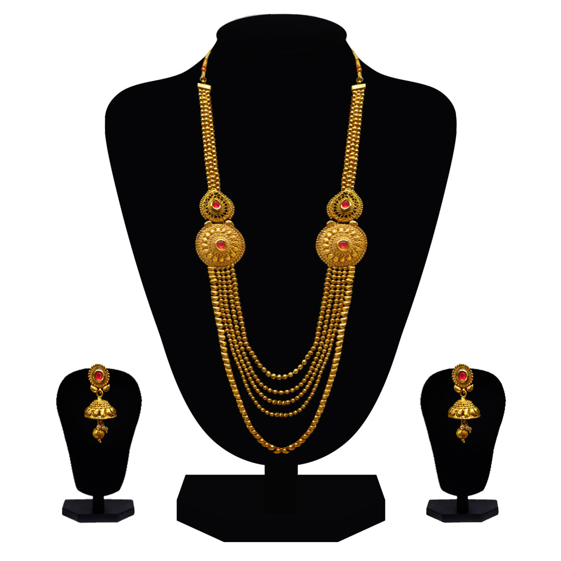 Look Ethnic Gold Plated Long Necklace For Women (LEMZL00303)