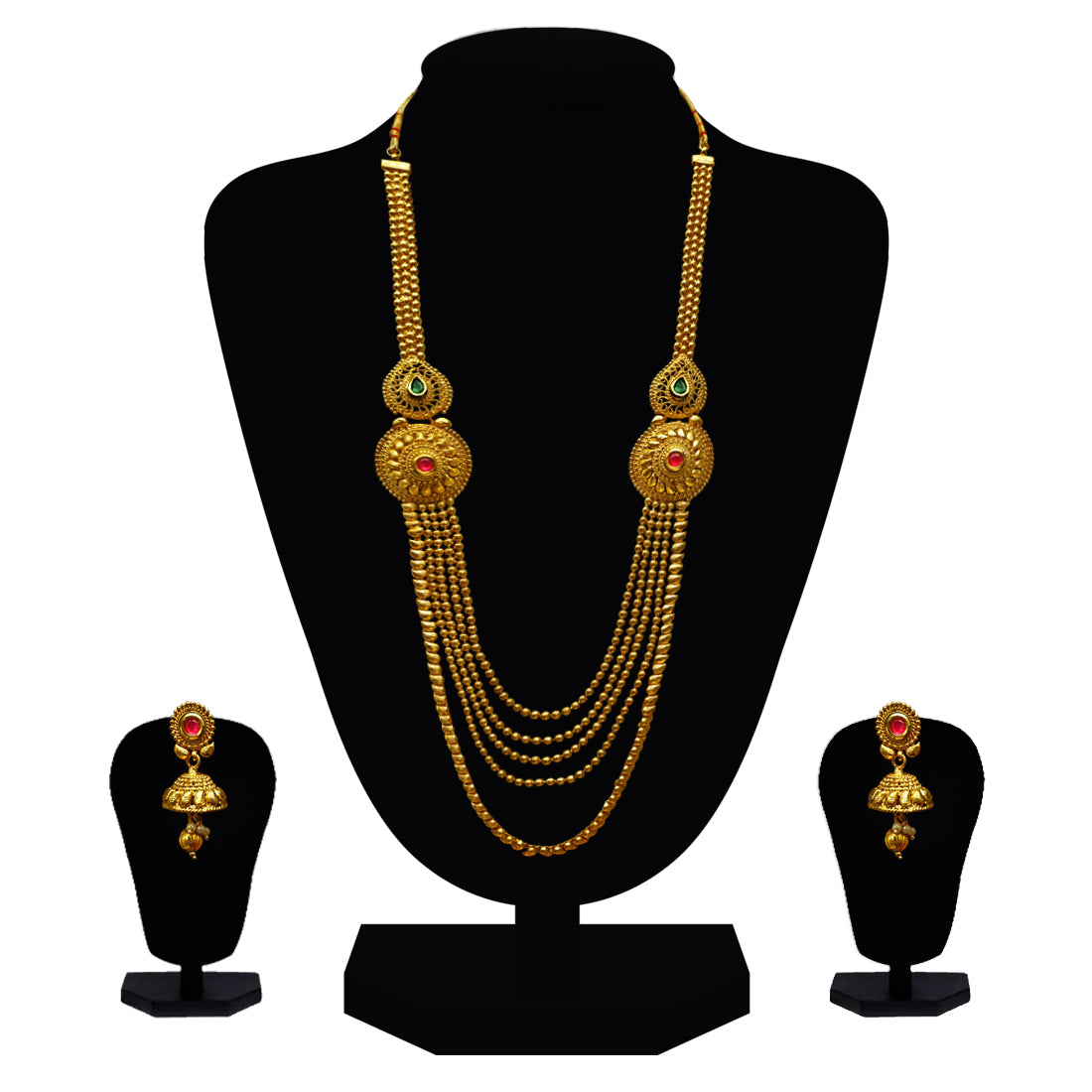 Look Ethnic Gold Plated Long Necklace For Women (LEMZL00304)