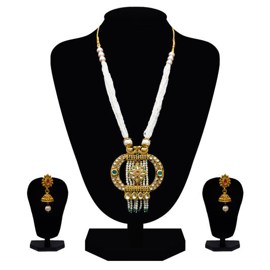 Look Ethnic Gold Plated Long Necklace For Women (LEMZL00305)