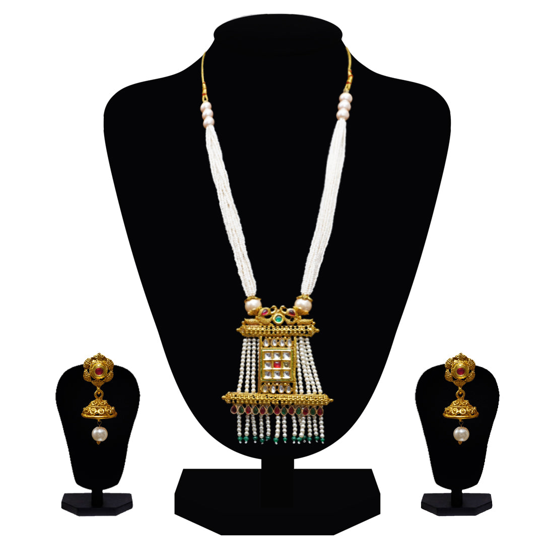 Look Ethnic Gold Plated Long Necklace For Women (LEMZL00306)