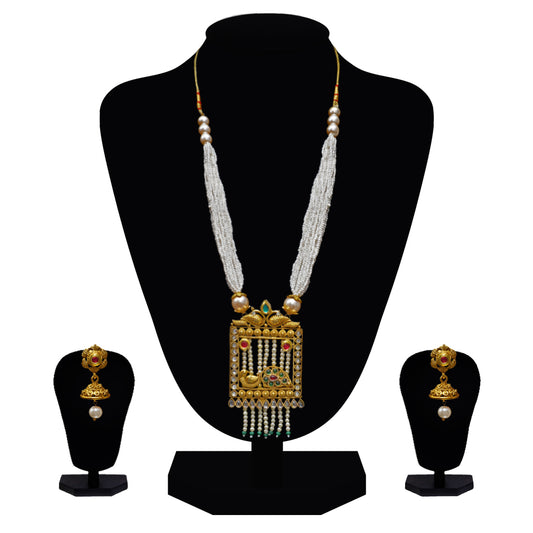Look Ethnic Gold Plated Long Necklace For Women (LEMZL00308)