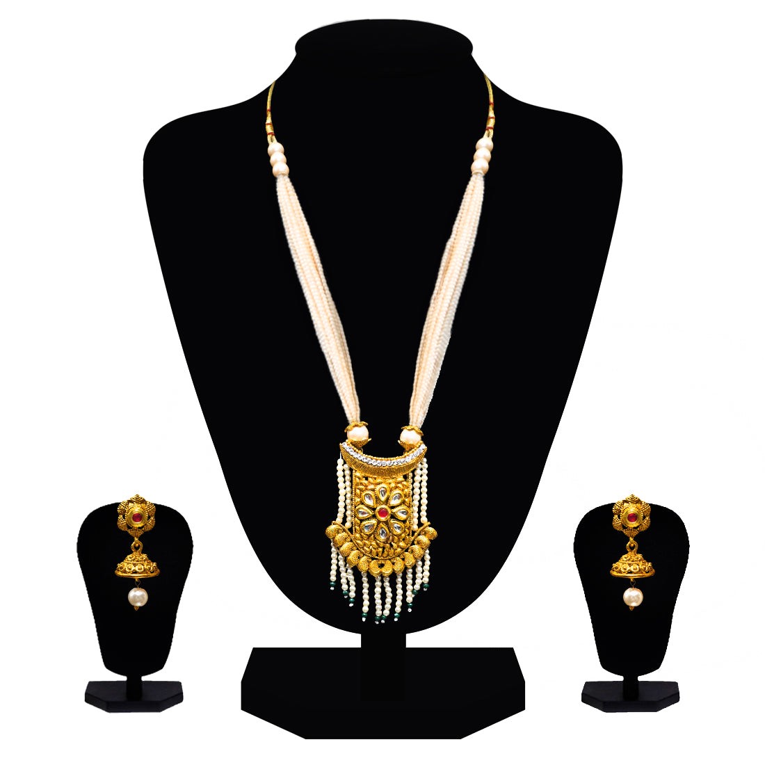 Look Ethnic Gold Plated Long Necklace For Women (LEMZL00309)