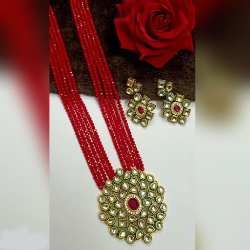 Classy Kundan Necklace With Earrings For Women