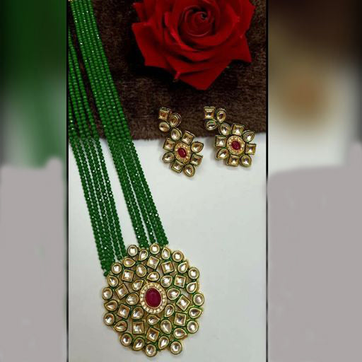 Classy Kundan Necklace With Earrings For Women