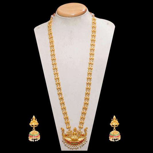 LOOK ETHNIC GOLD PLATED LONG LAXMI NECKLACE FOR WOMEN