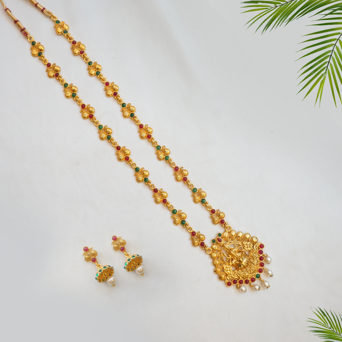 Classic Antique Gold Plated long Necklace Set