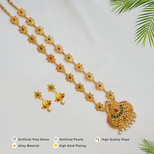 Mesmerizing Antique Gold Plated Long Set