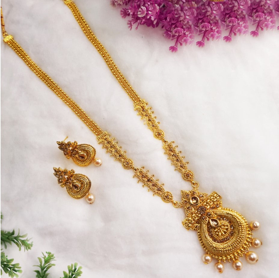 Look Ethnic Gold Plated Long Necklace